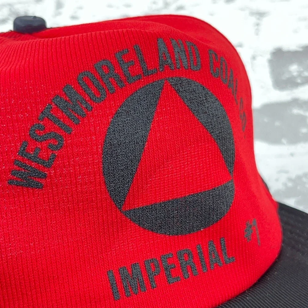 Vintage Westmoreland Coal Company Trucker Hat Cap Mining Red Black 80s USA‎ Made